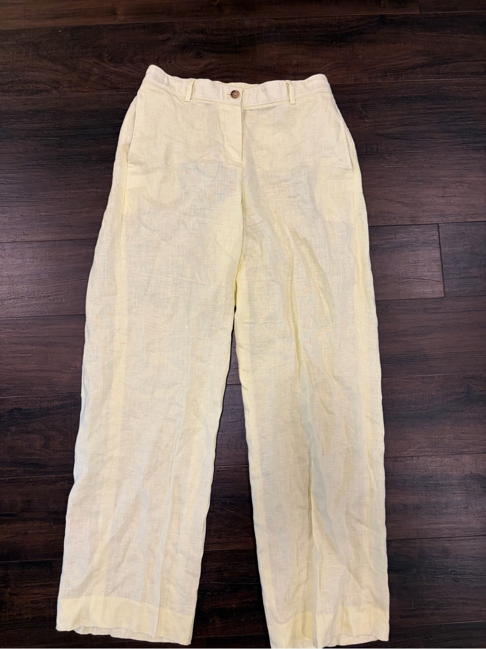 J.Crew Women’s Small Yellow 100% Linen Pants Casual Lightweight Summer
